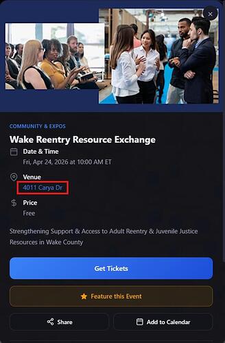 event modal